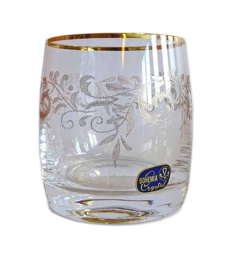 versace silver rim bohemia wisky glass